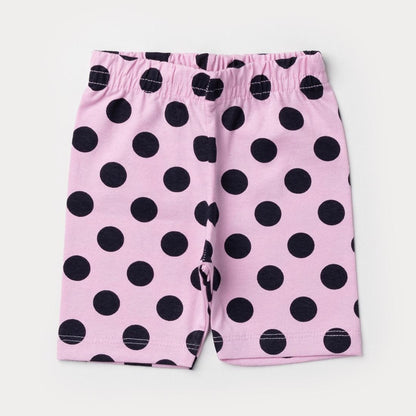 Short Ciclista Rosa com Bolinhas Pretas para Bebê Menina