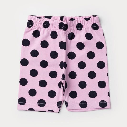 Short Ciclista Rosa com Bolinhas Pretas para Bebê Menina