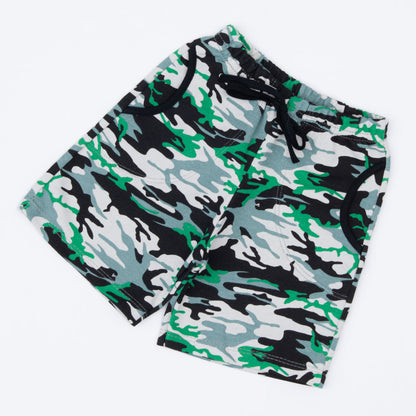 Short em Moletinho Verde Militar para Menino