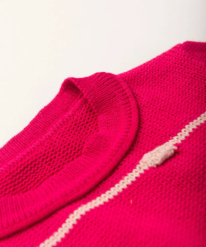 Suéter em Tricô Infantil para Menina Listrado Pink