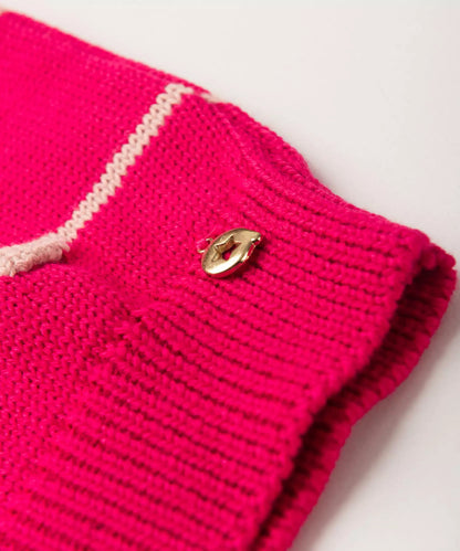 Suéter em Tricô Infantil para Menina Listrado Pink
