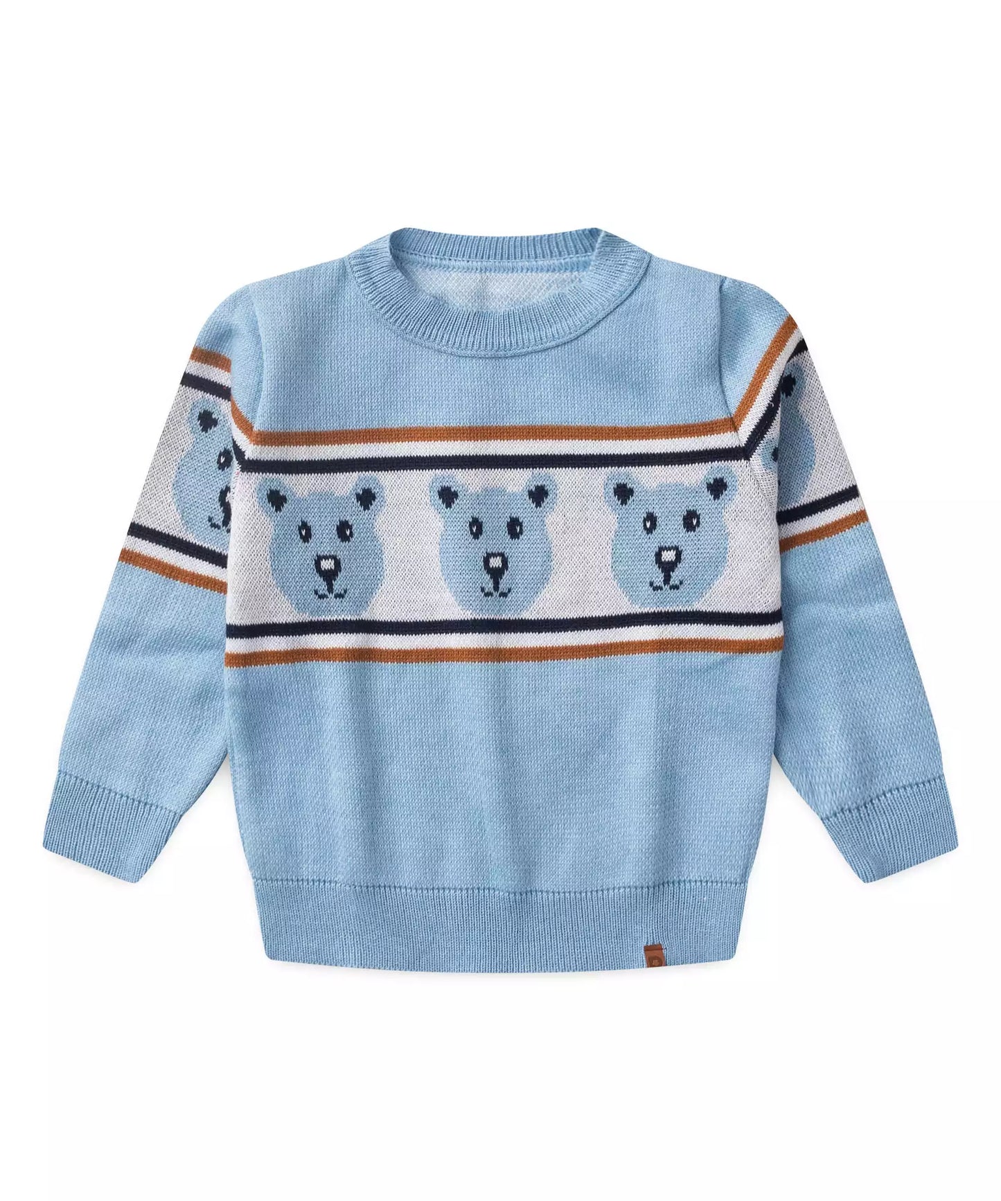 Suéter em Tricô Infantil para Menino Ursinho Azul