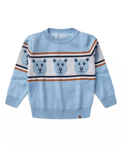 Suéter em Tricô Infantil para Menino Ursinho Azul
