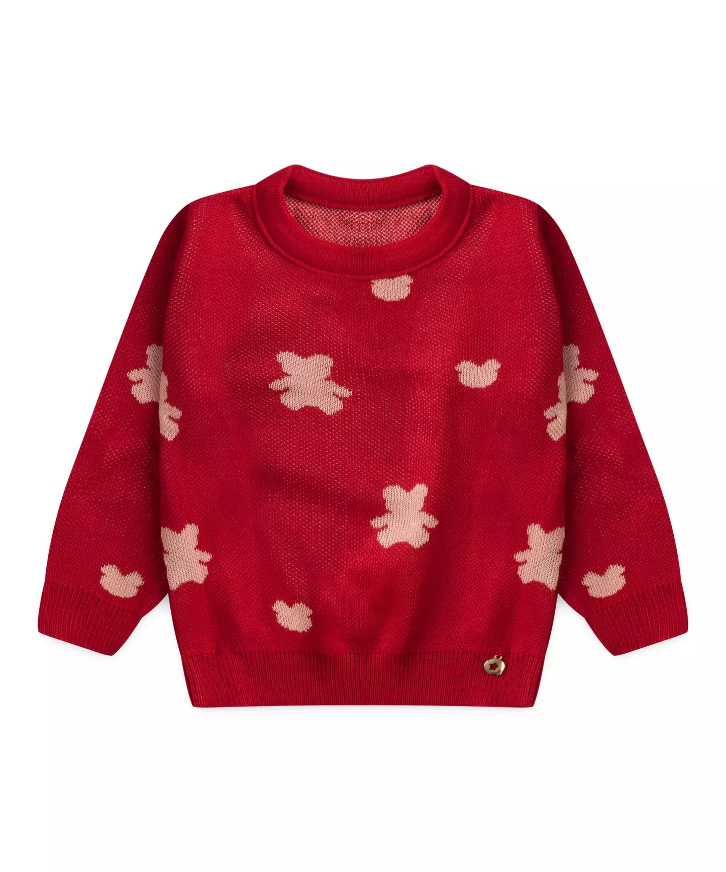 Suéter Infantil Feminino Ursinho Vermelho