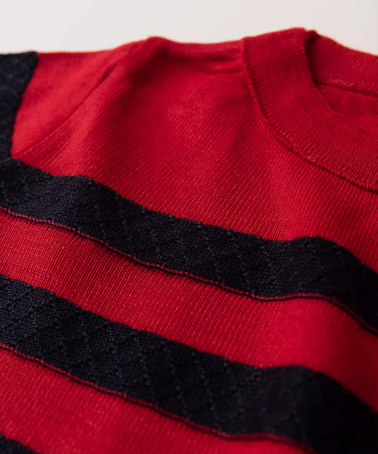 Suéter Infantil Masculino Listrado Vermelho