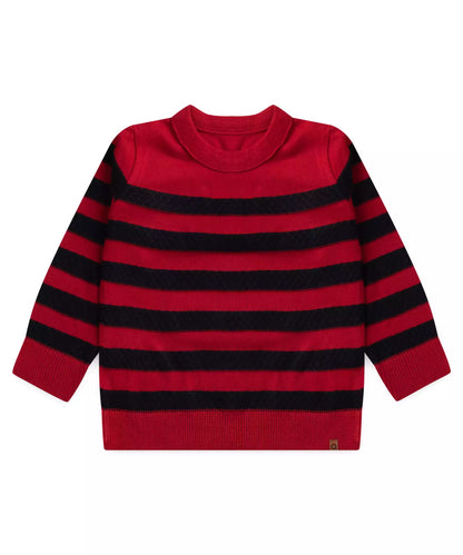Suéter Infantil Masculino Listrado Vermelho