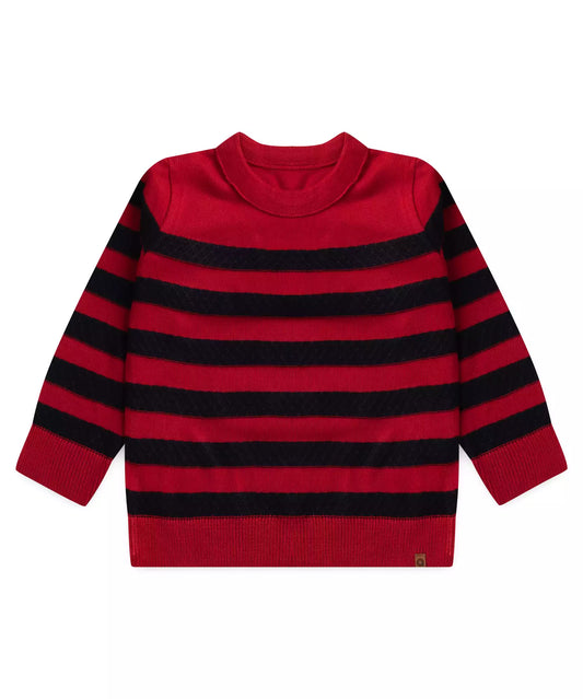 Suéter Infantil Masculino Listrado Vermelho