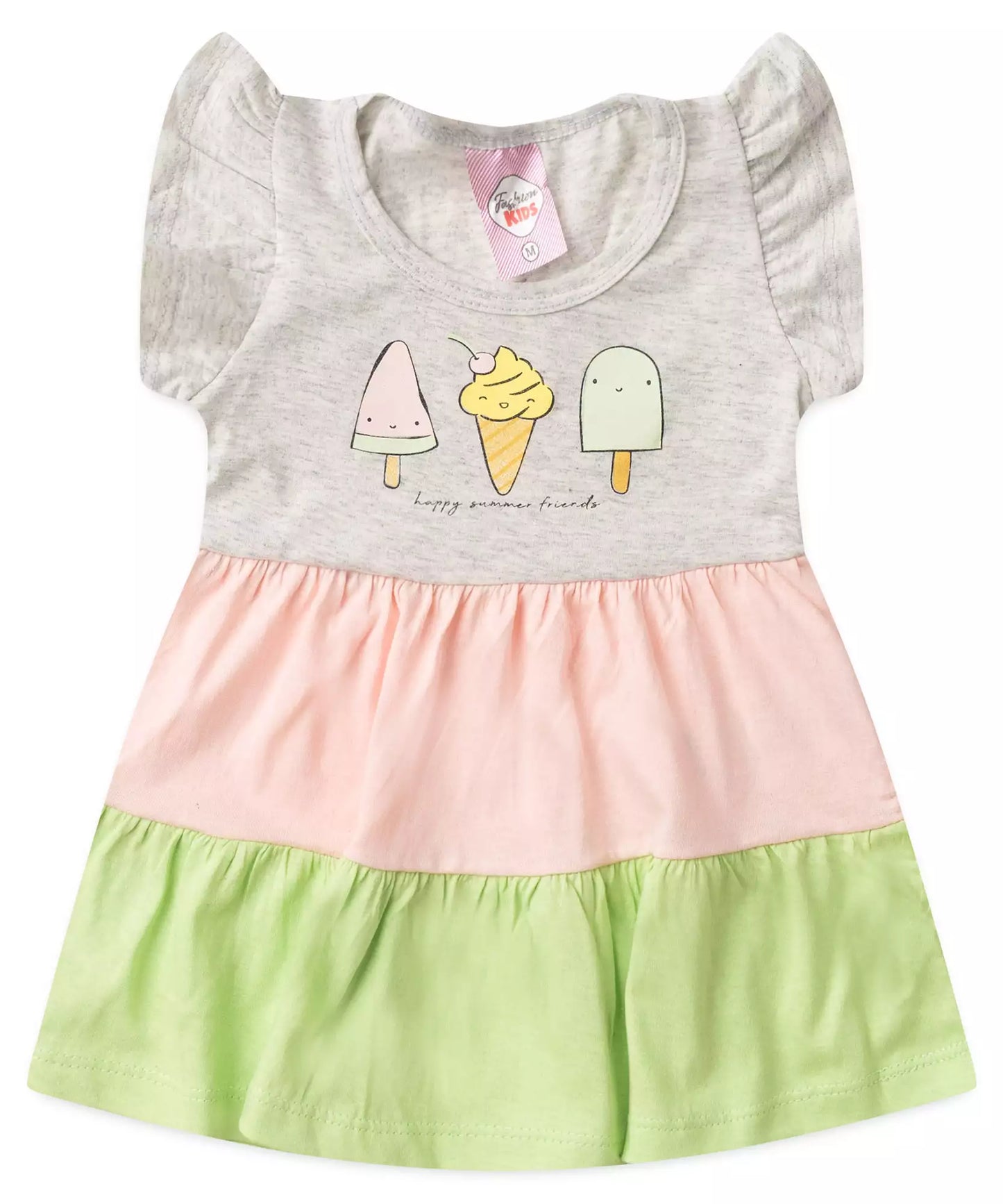 Vestido 3 Marias para Bebê Menina Sorvetinho Mescla