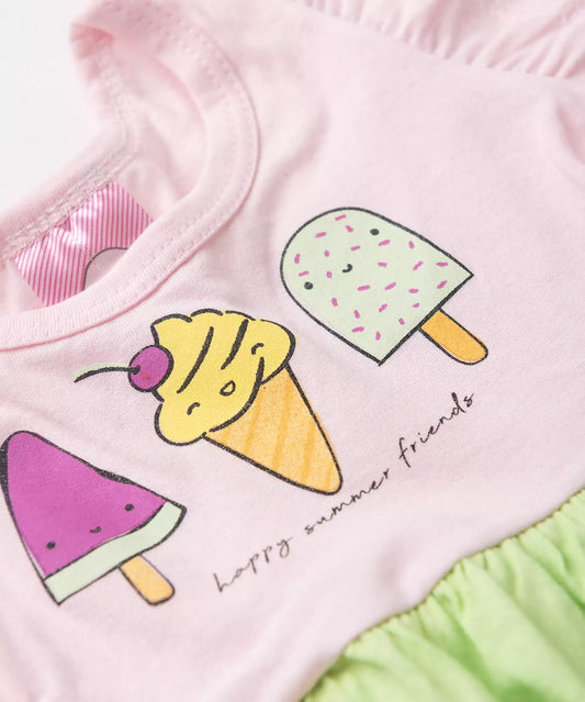 Vestido 3 Marias para Bebê Menina Sorvetinho Rosa