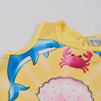 Vestido para Bebê Amarelo Golfinho