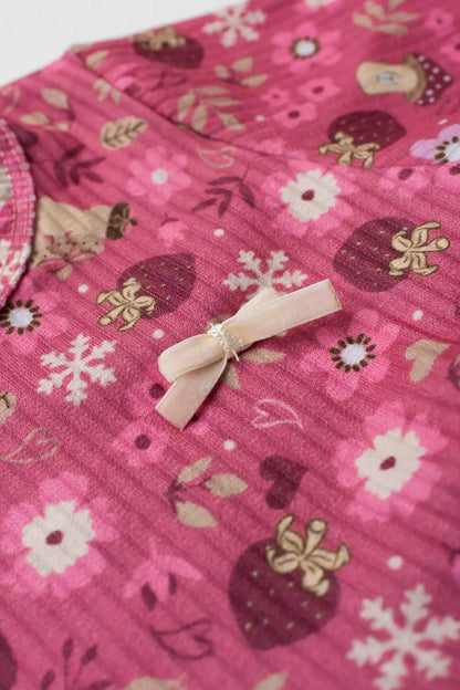 Vestido de Frio Infantil Menina Jardim Encantado Rosa