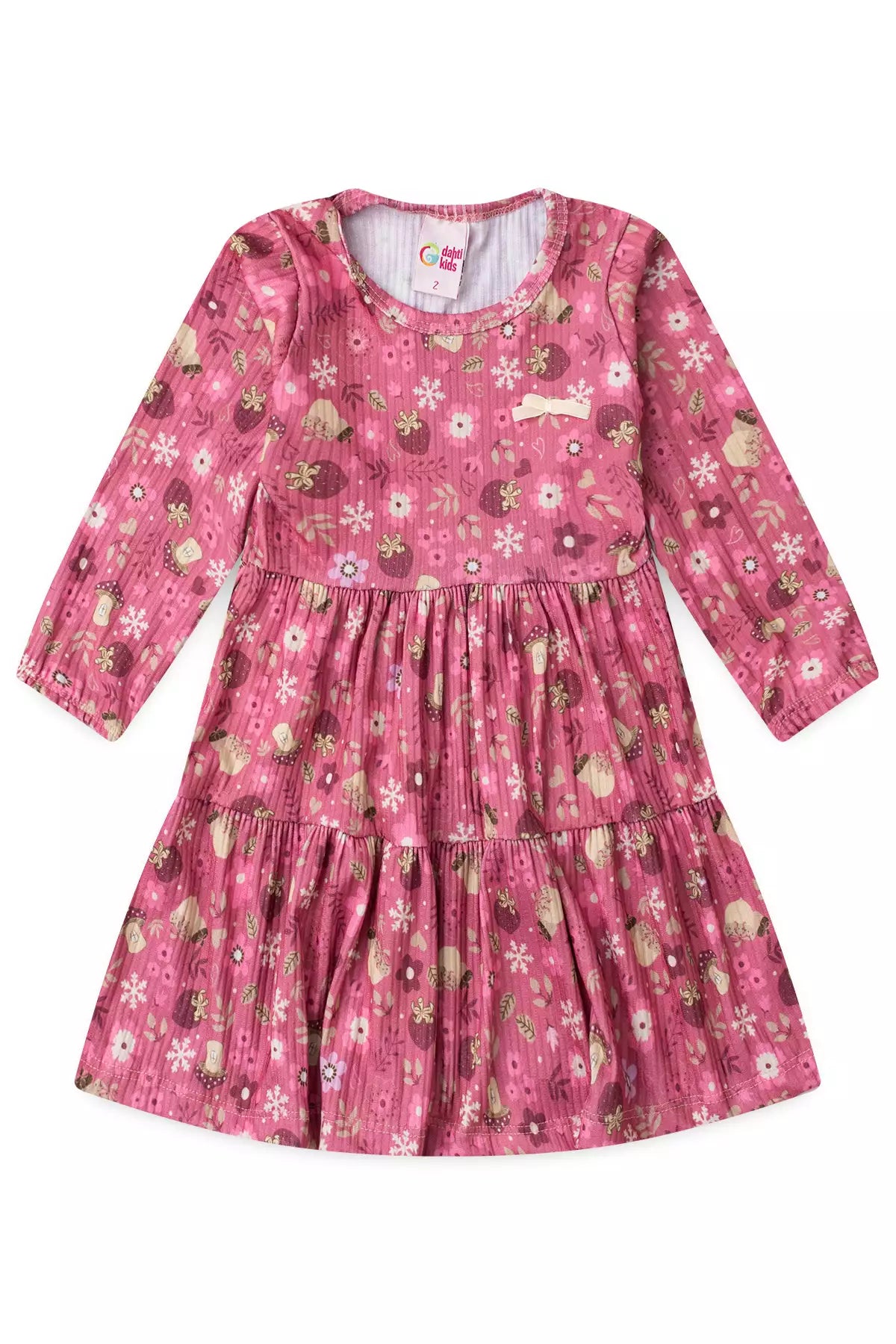 Vestido de Frio Infantil Menina Jardim Encantado Rosa