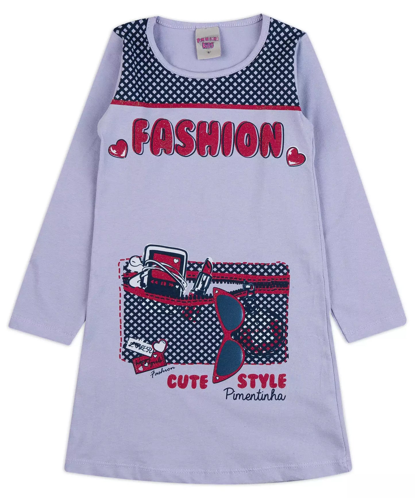 Vestido de Inverno Infantil Estampado Lilás