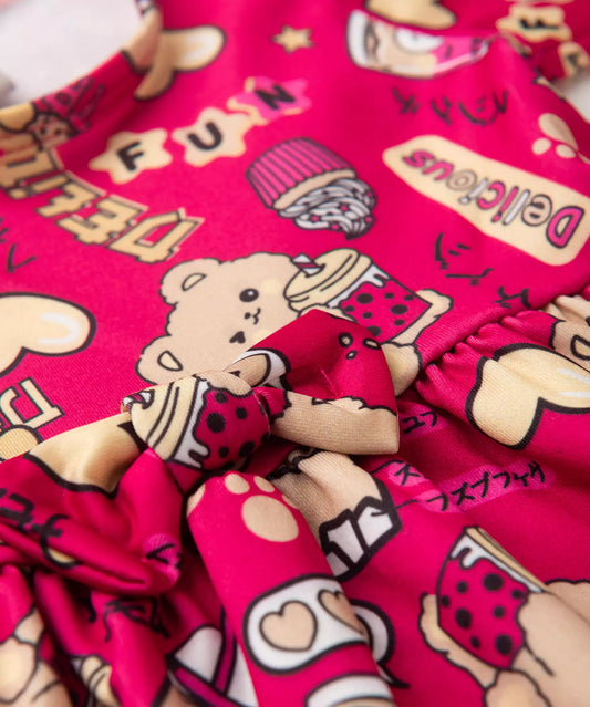 Vestido de Inverno para Bebê Ursinho Pink