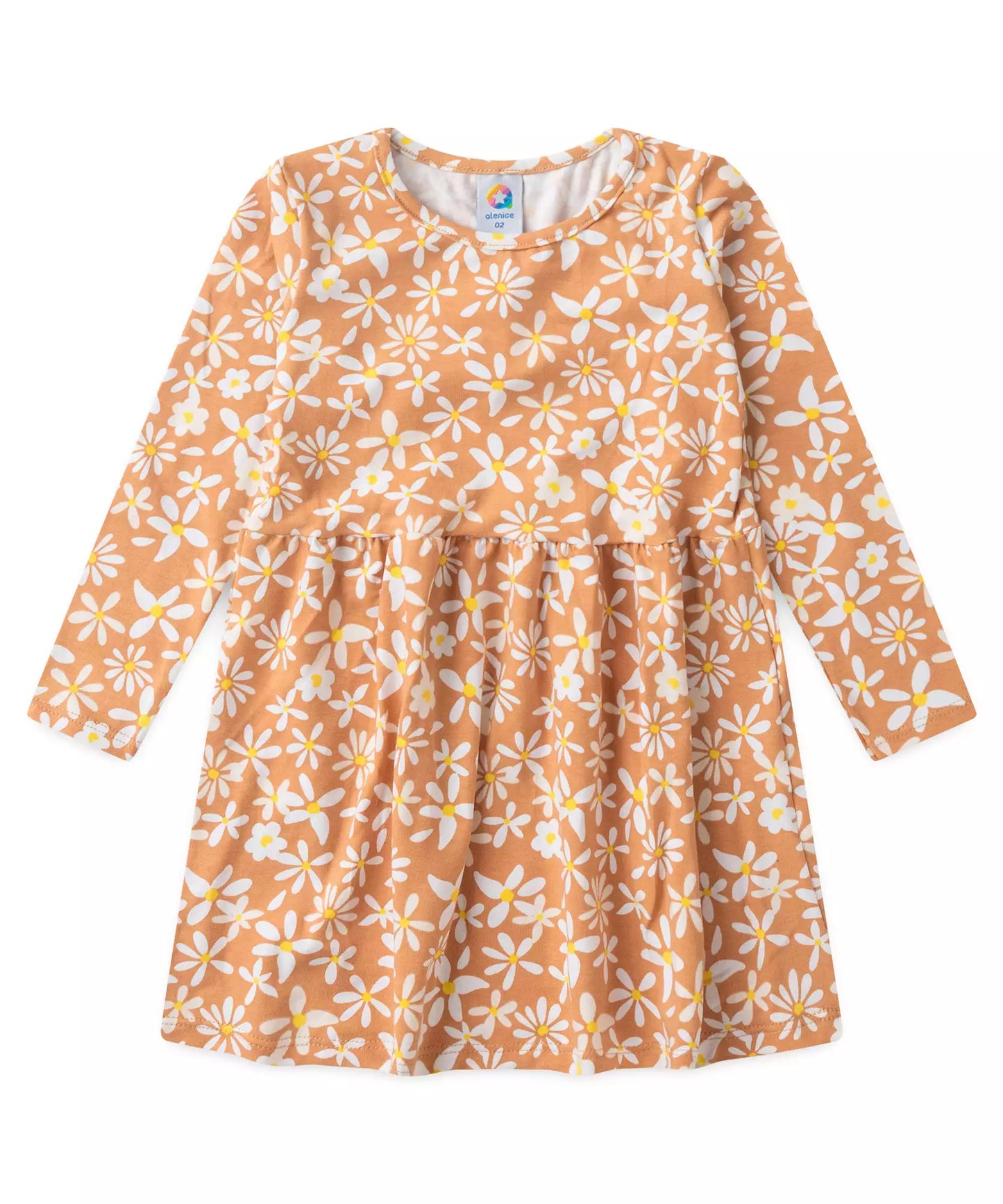 Vestido de Inverno para Menina Floral Amarelo