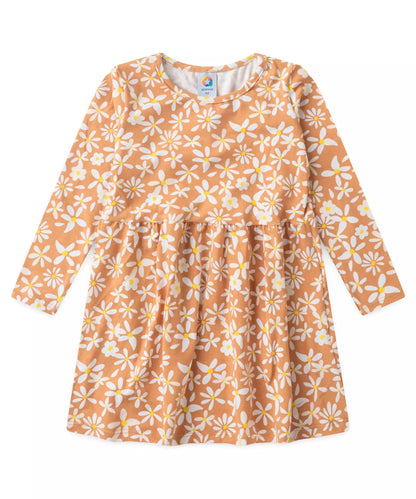Vestido de Inverno para Menina Floral Amarelo