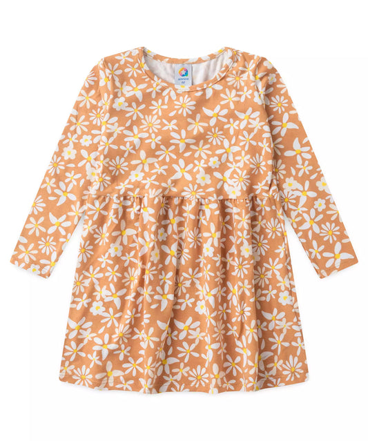Vestido de Inverno para Menina Floral Amarelo