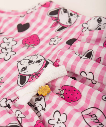 Vestido de Verão Infantil Moranguinhos Pink