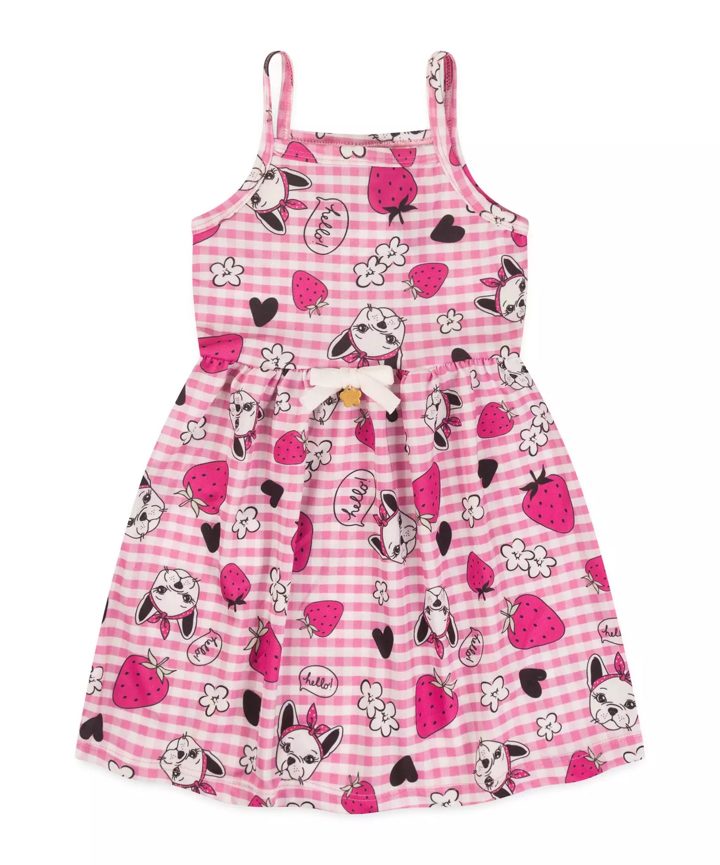 Vestido de Verão Infantil Moranguinhos Pink