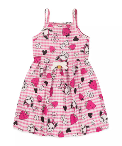 Vestido de Verão Infantil Moranguinhos Pink