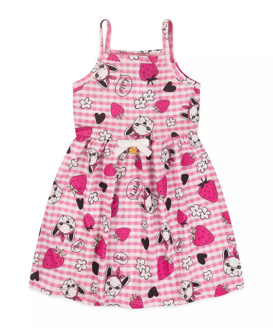 Vestido de Verão Infantil Moranguinhos Pink