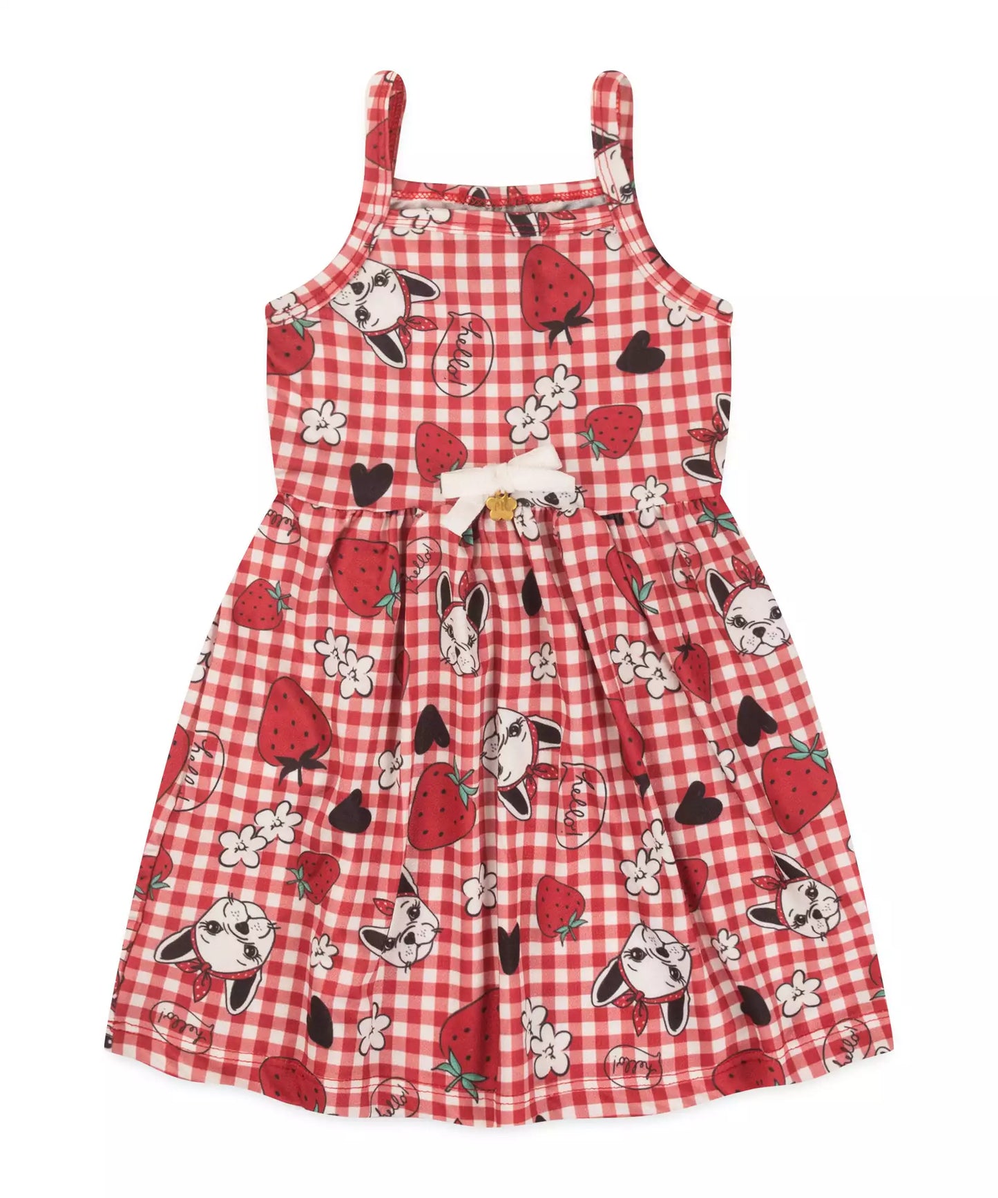 Vestido de Verão Infantil Moranguinhos Vermelho