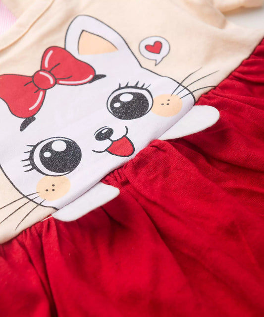 Vestido de Verão para Bebê Menina Gatinha Salmão