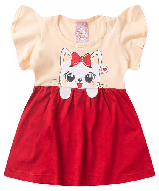 Vestido de Verão para Bebê Menina Gatinha Salmão