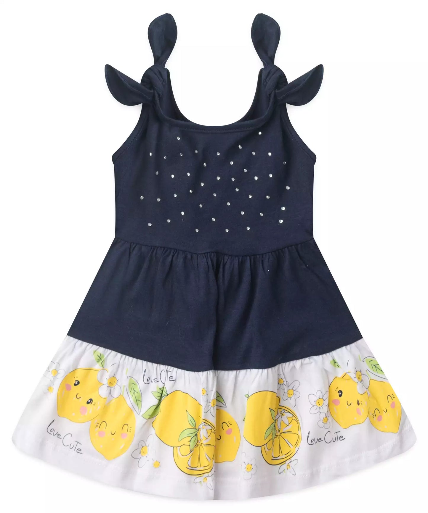 Vestido de Verão para Bebê Menina Limãozinho Marinho