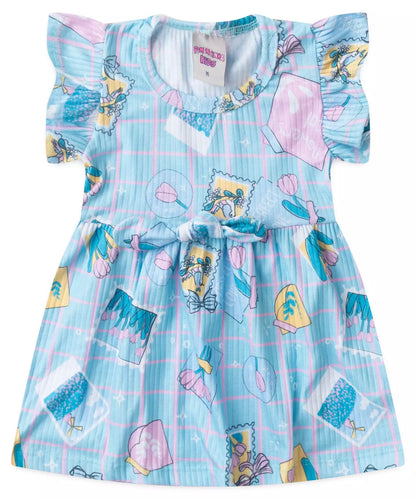 Vestido de Verão para Bebê Menina Tulipas Azul