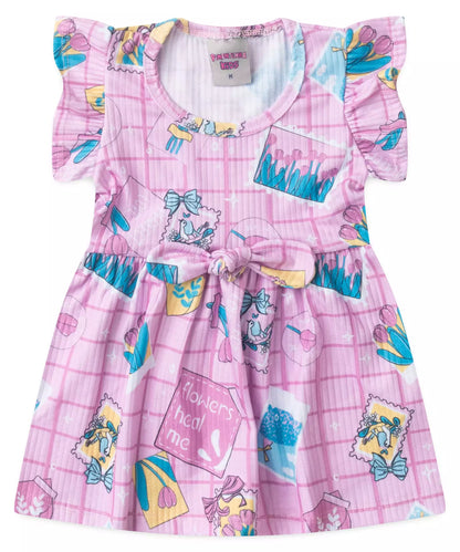 Vestido de Verão para Bebê Menina Tulipas Rosa