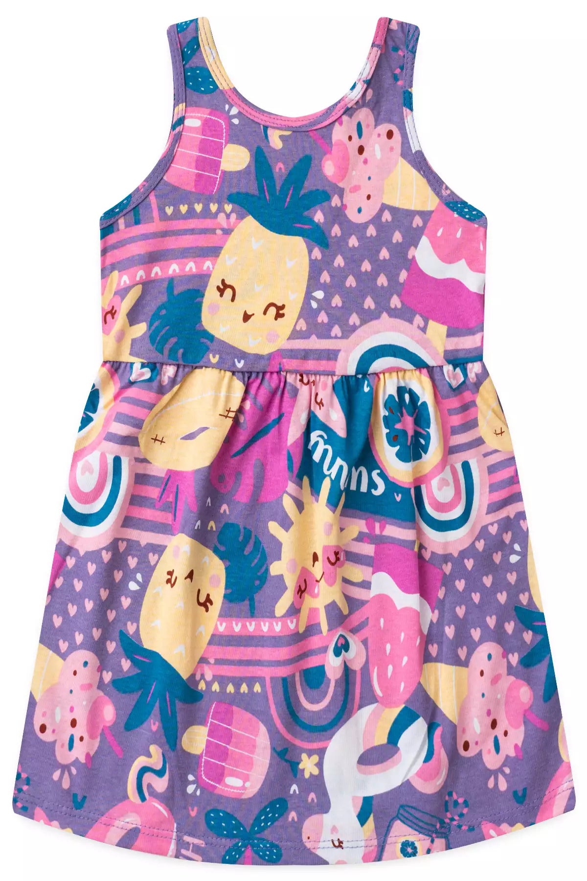 Vestido de Verão para Menina Delícia Tropical Lilás