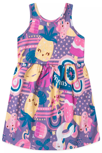 Vestido de Verão para Menina Delícia Tropical Lilás