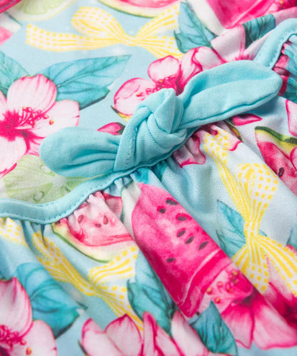 Vestido de Verão para Menina Frutas Azul