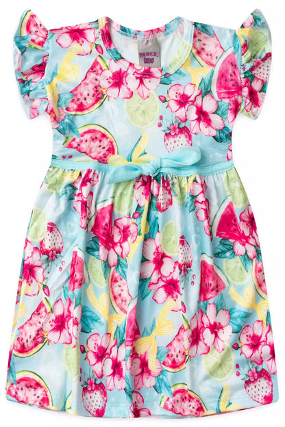 Vestido de Verão para Menina Frutas Azul