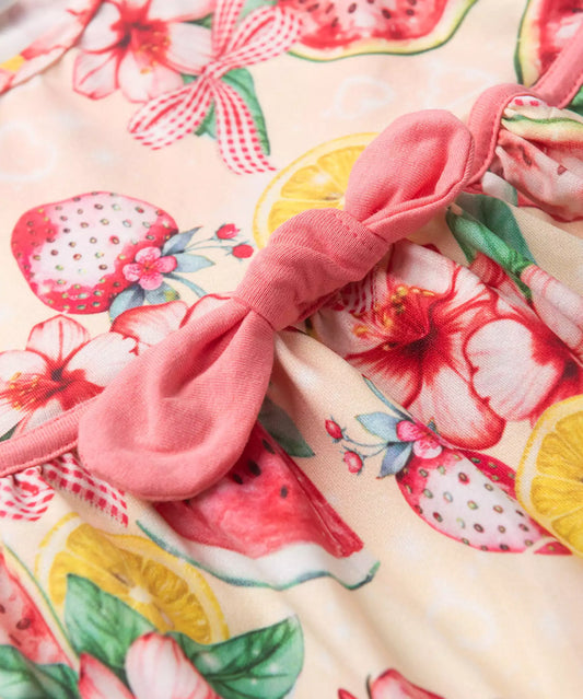 Vestido de Verão para Menina Frutas Salmão