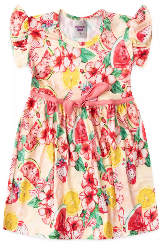 Vestido de Verão para Menina Frutas Salmão