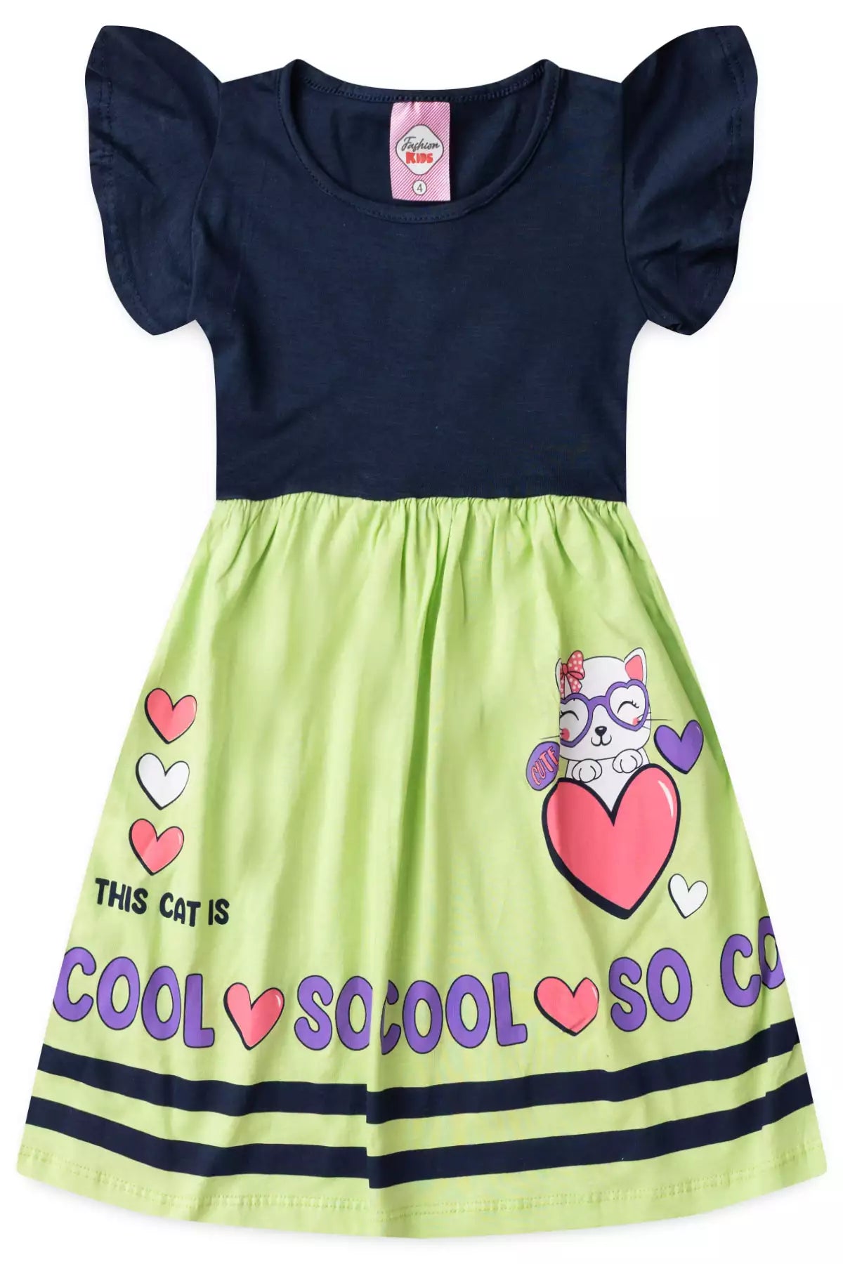 Vestido de Verão para Menina Gatinha Marinho