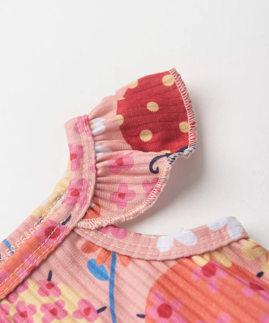 Vestido de Verão para Menina Joaninha Salmão