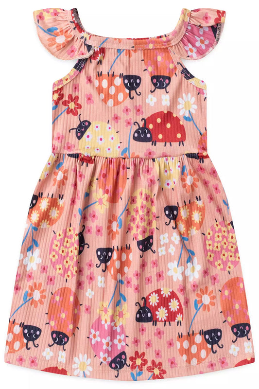 Vestido de Verão para Menina Joaninha Salmão