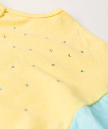 Vestido de Verão para Menina Três Marias com Strass Amarelo