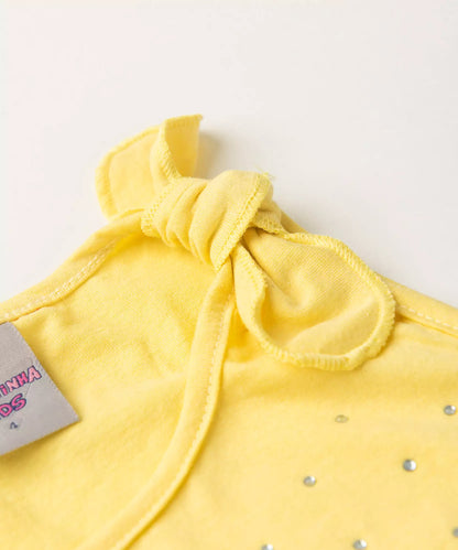 Vestido de Verão para Menina Três Marias com Strass Amarelo