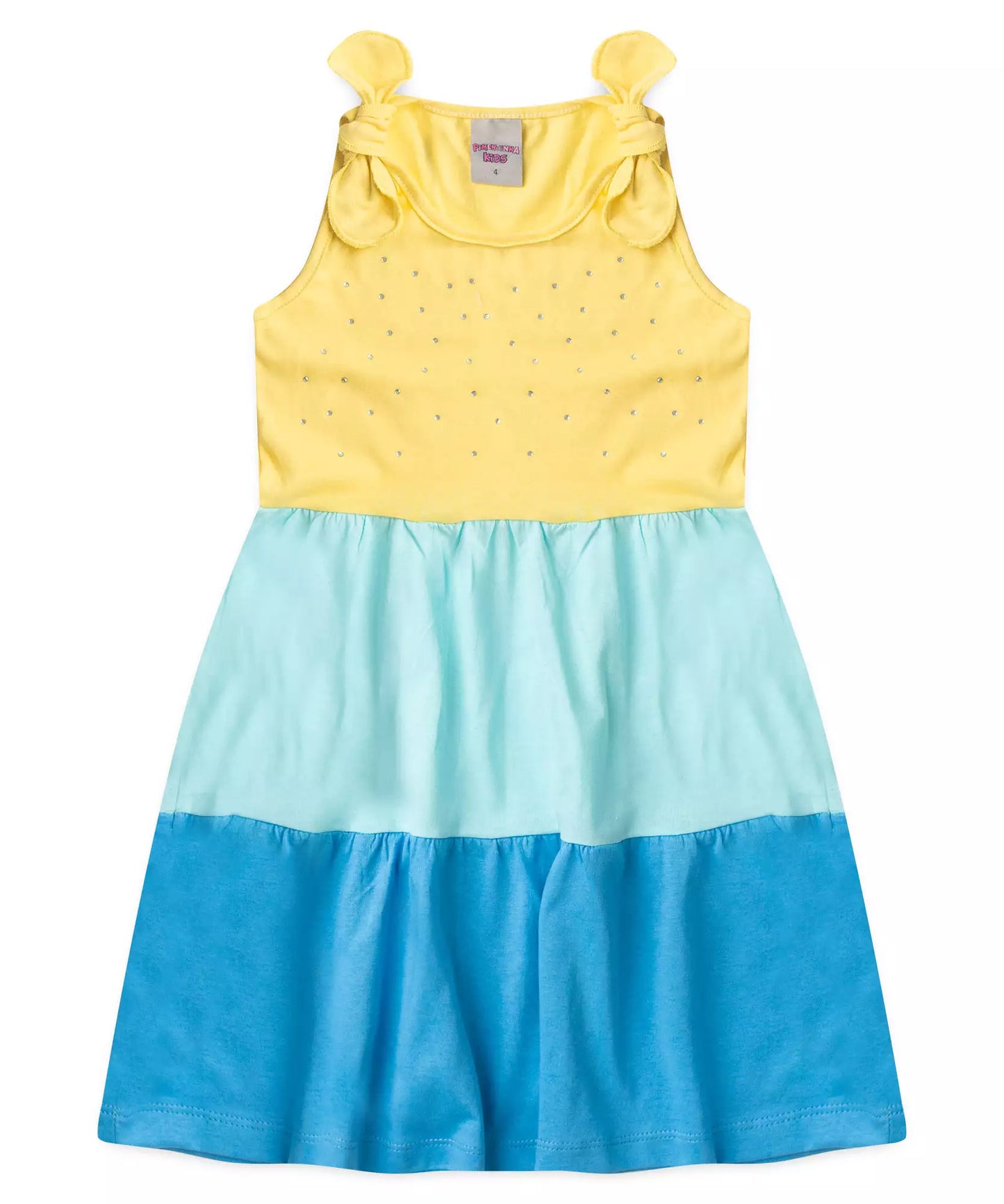 Vestido de Verão para Menina Três Marias com Strass Amarelo