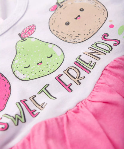 Vestido Infantil 3 Marias Frutinhas Branco