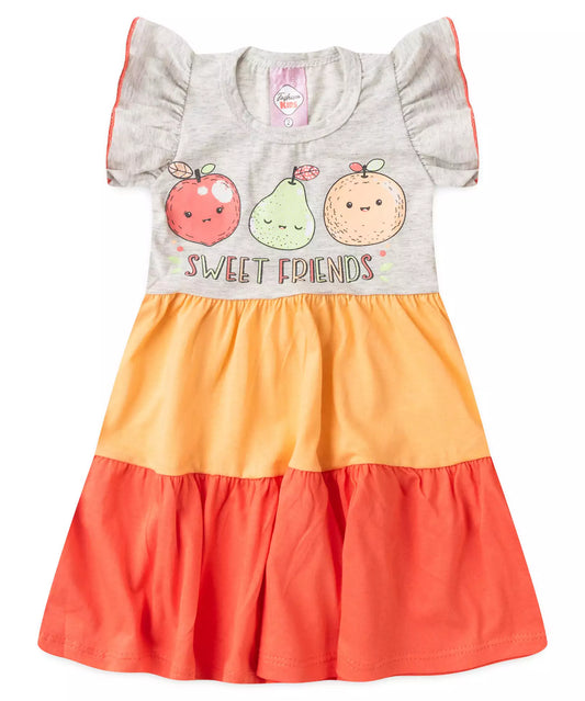 Vestido Infantil 3 Marias Frutinhas Mescla
