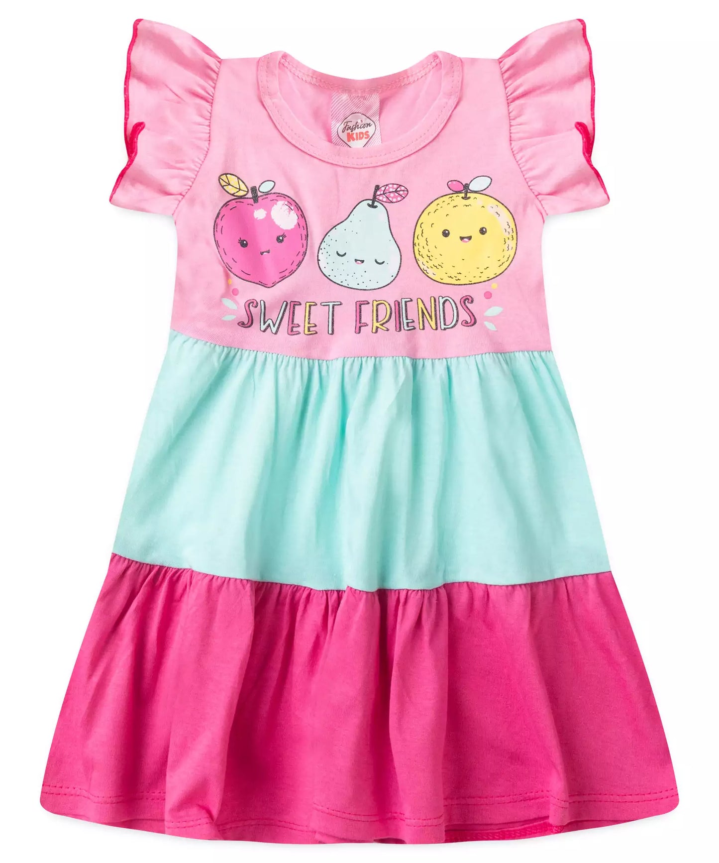 Vestido Infantil 3 Marias Frutinhas Rosa