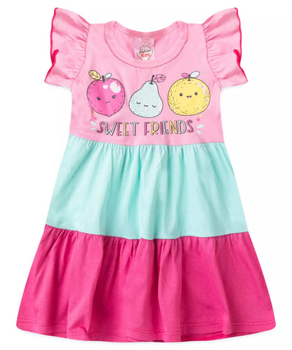 Vestido Infantil 3 Marias Frutinhas Rosa