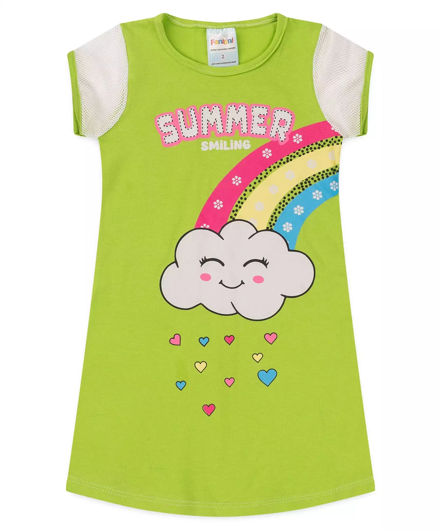 Vestido Infantil Arco-Íris Verde