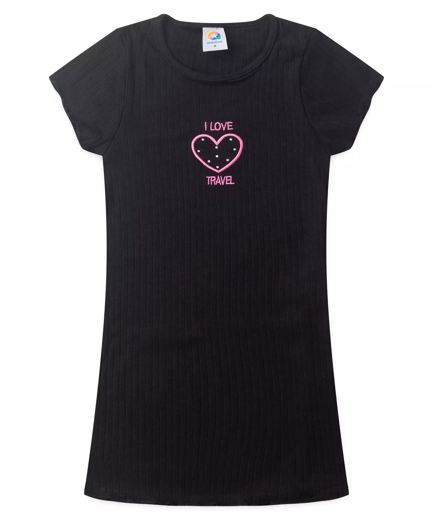 Vestido Infantil Básico Coração Preto