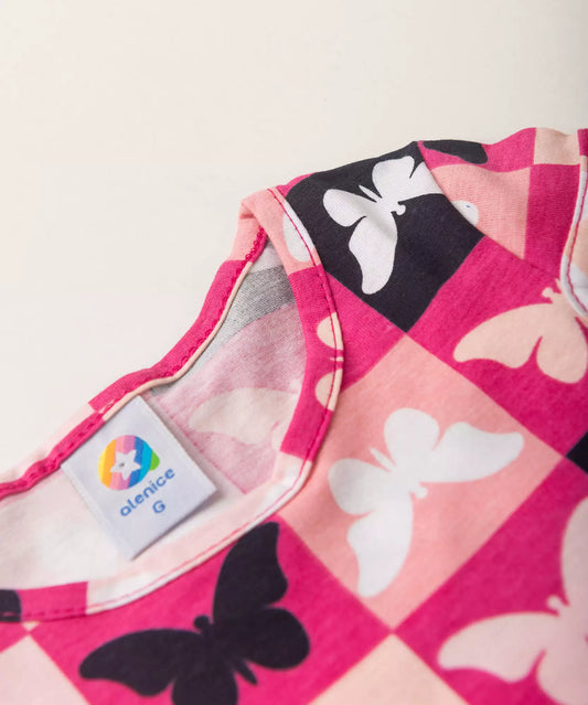 Vestido Infantil Borboletas Pink